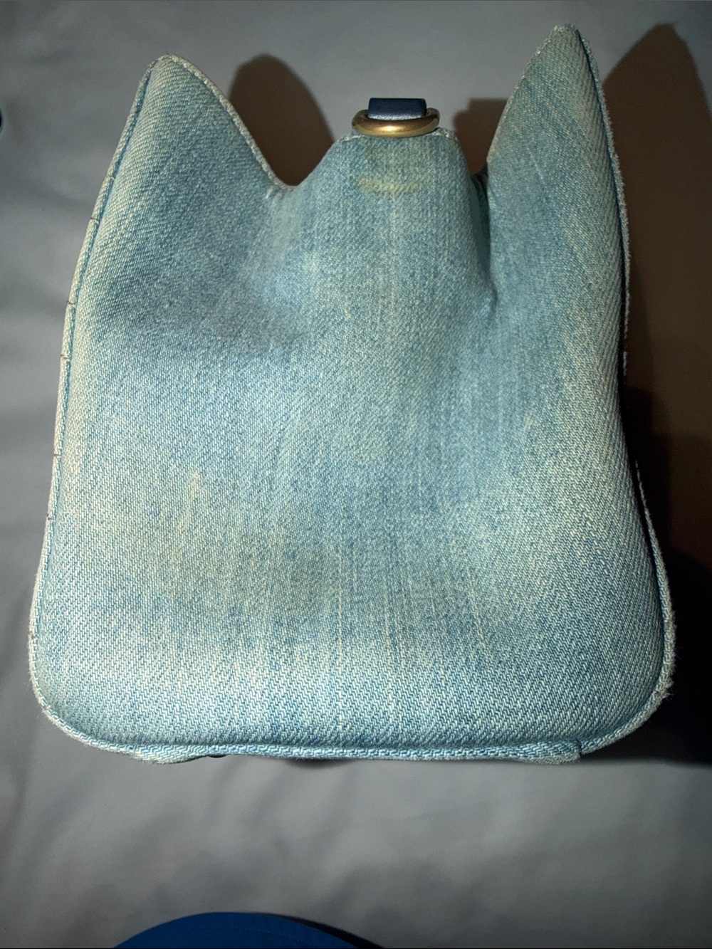 Gucci Small GG Marmont Matelassé Denim Pearl Tote Bag - Picture 5 of 16